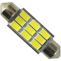 Лампочки светодиодные T11x36-C белые 9 LED SMD 5730, 6300K 12x36см CANBUS 12В (1шт.)