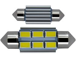 Лампочки светодиодные T11x36-C белые 6 LED SMD 5730, 6300K 12x36см CANBUS ECO 12В e1 (1шт.)