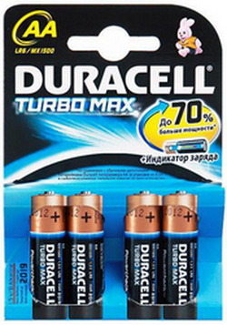 Элемент питания Duracell Turbo Max AA LR6 1500  K4 (1,5V)