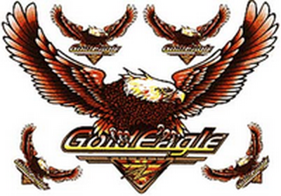 наклейка "Орел №1 (Golden Eagle)" наружная, (цвета: оранжевый + желтый), (1 большая + 2 средние + 2 малые), 50х70 см