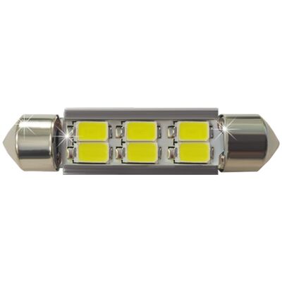 Лампочки светодиодные T11x41-C белые 6 LED SMD 5730, 6300K 10x41см 230 lm 0,08A 12-30В BI +/- V4