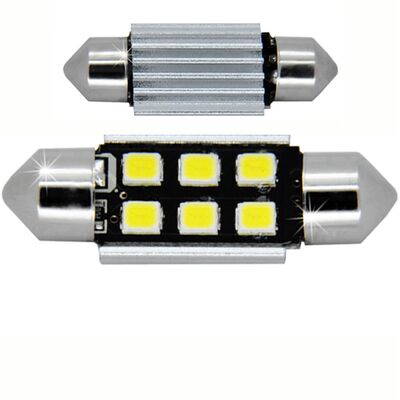 Лампочки светодиодные T11x39 белые 6 LED 2835 SMD 3W 6x0,5W, CANBUS 480 lm 0,16A 12-24В BI +/- V3