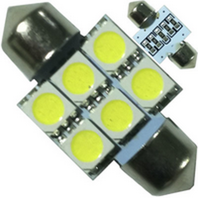 Лампочки светодиодные T11x31-C белые 6 LED SMD 5050, 6300K №34 16x31см 12В 72Lm V2
