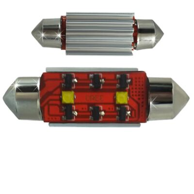 Лампочки светодиодные T11x39-CB Canbus белые 2 LED 10W SMD CREE 6IC 2x5W 12x39см 240mA 240 lm 0,25A BI +/- V4