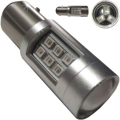 Лампочки светодиодные T25-C BAY15D 21 LED 3030 красн. с/ц 2к 21W 0,55/0,11A 12-30В V3