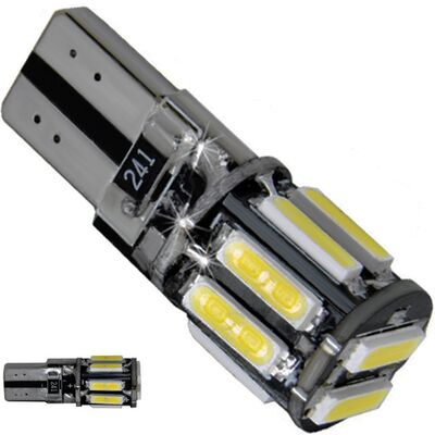 Лампочки светодиодные T10 wedge-C3 CANB белые без цок, без корп. 10 LED SMD 7020 6300К Зконом 12В V1