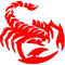 наклейка (вырезанная) "Скорпион" рисунок №2, наружная, (цвет красный), 20х20 см